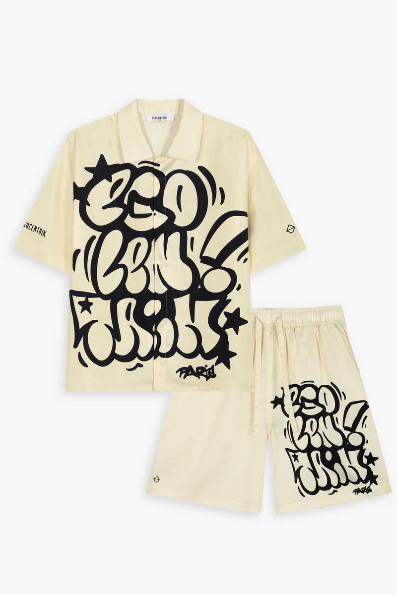 Chemise et short 100% soie Galerie 75 Graffiti inspiration New york city 