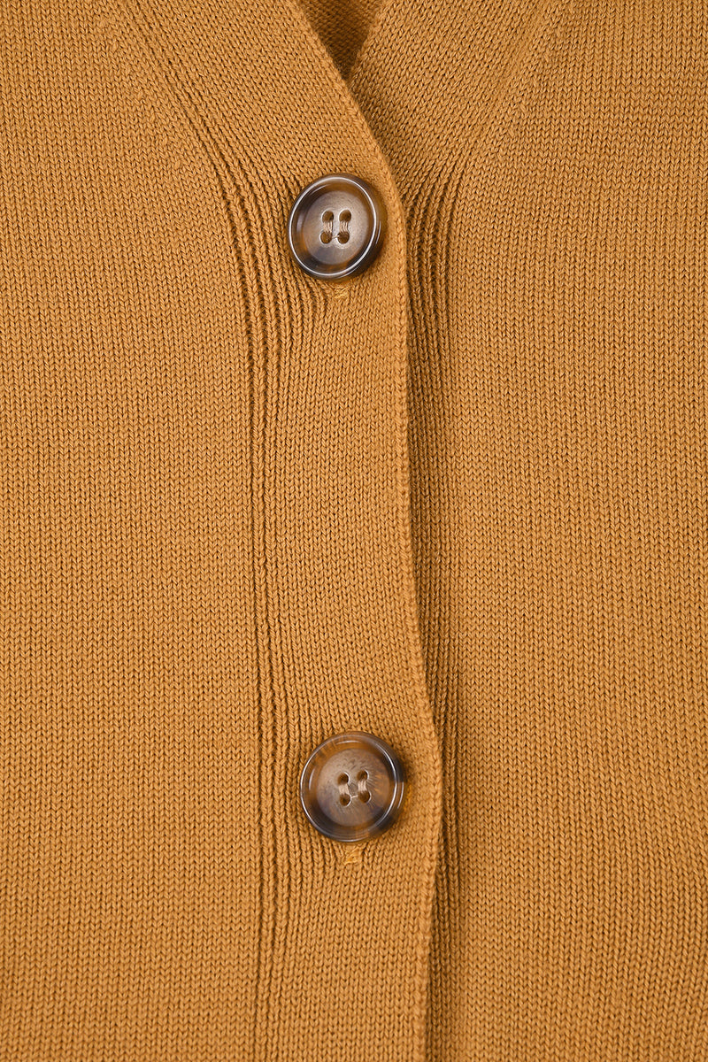Cardigan Camel en cachemire et soie "Amazones"