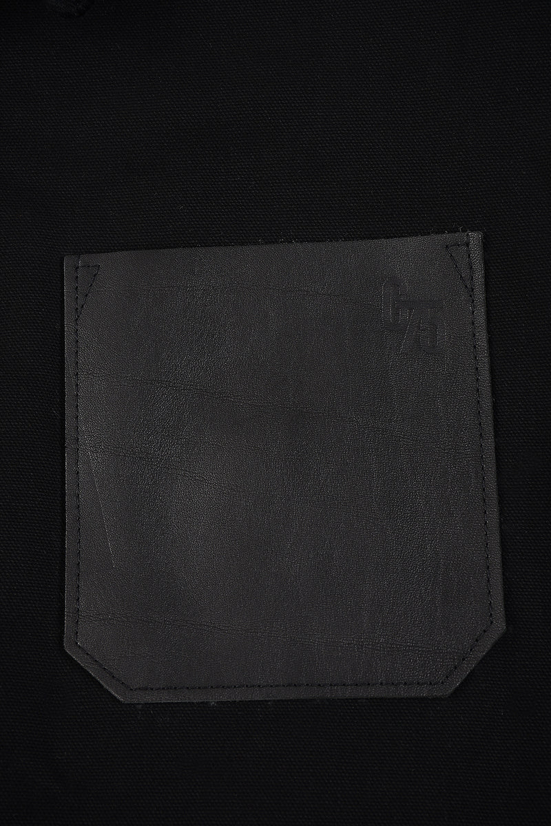 Veste homme noire poche cuir