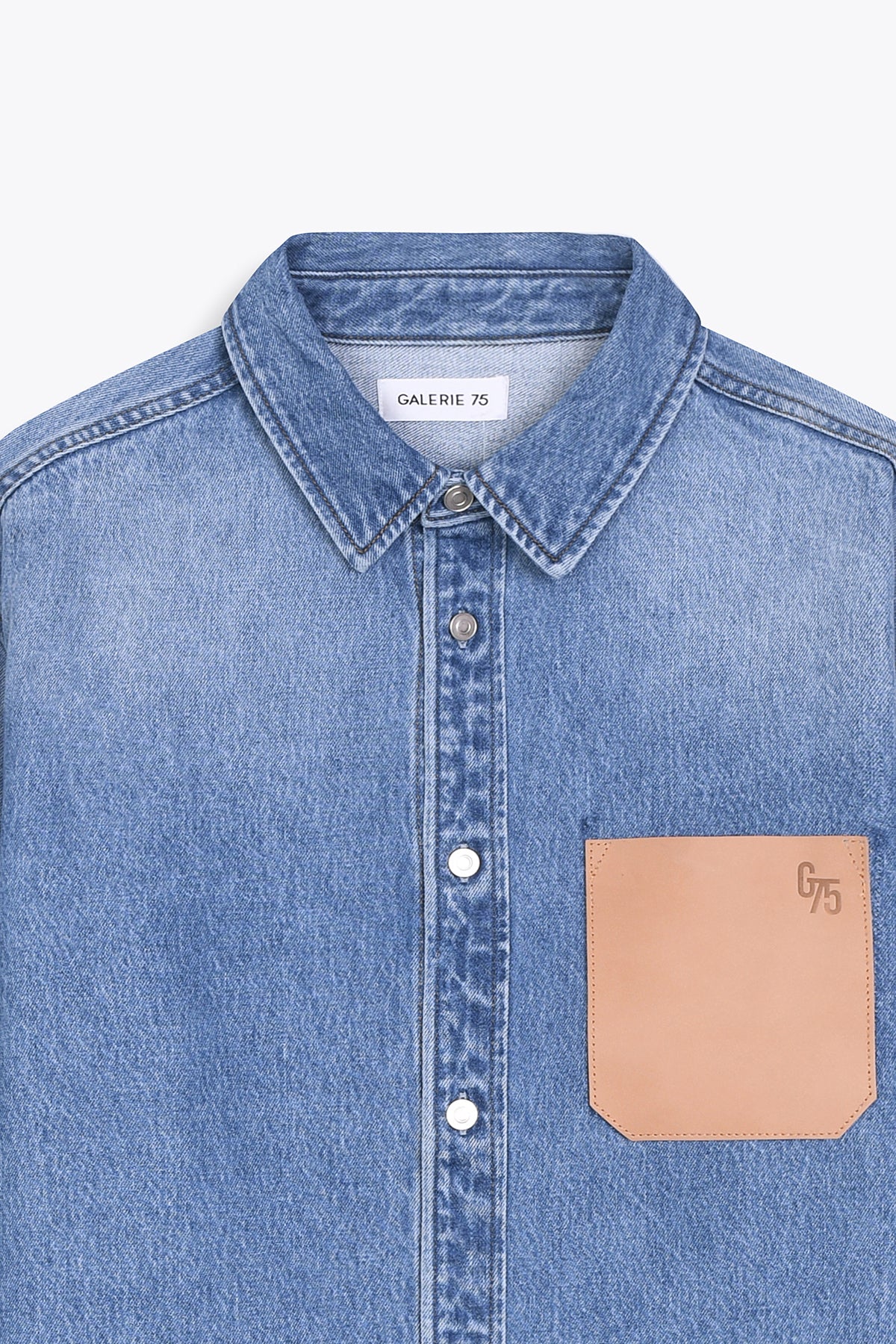 Chemise en Jean Homme poche Cuir