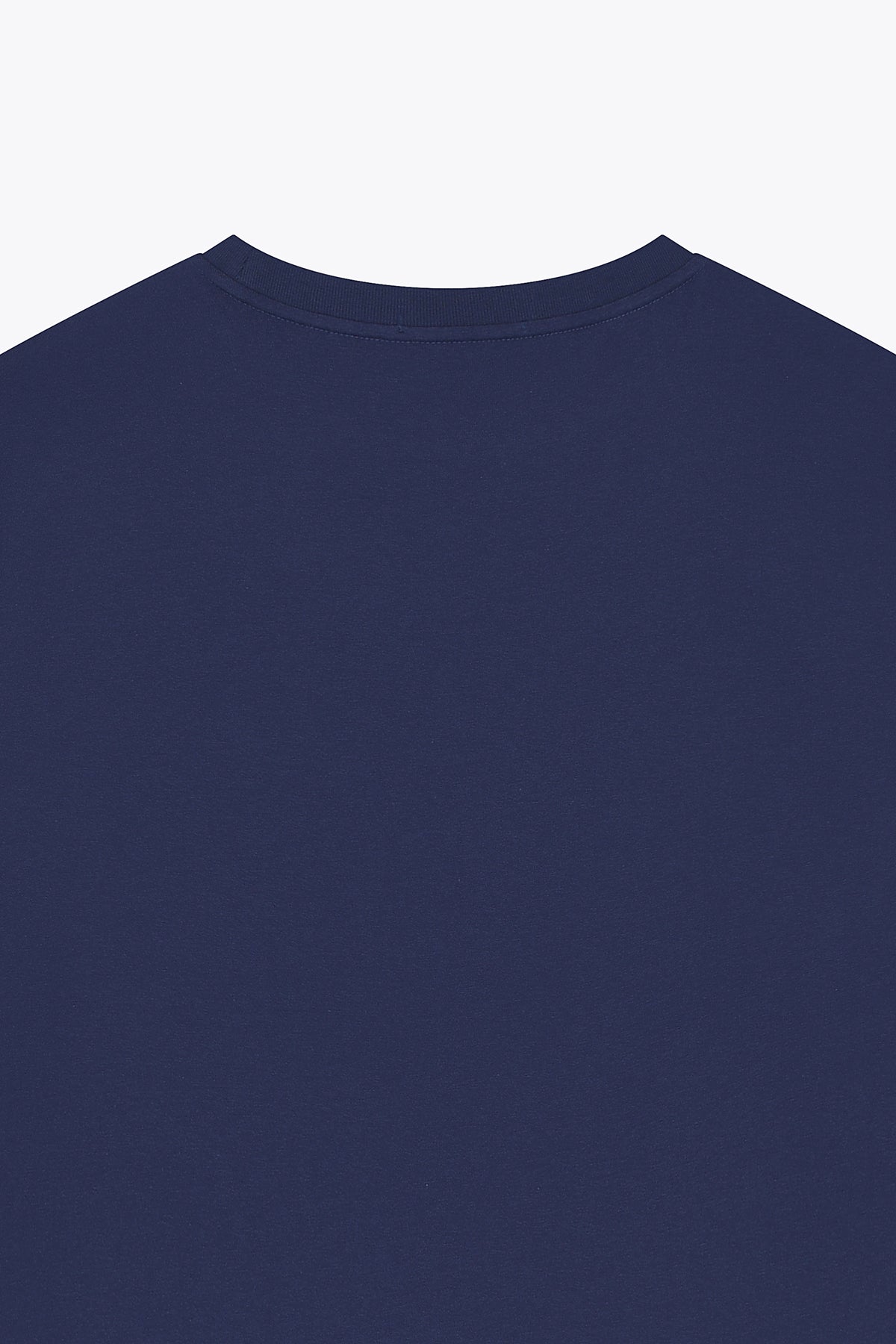 T-shirt homme en coton bleu navy Galerie 75 avec poche cuir