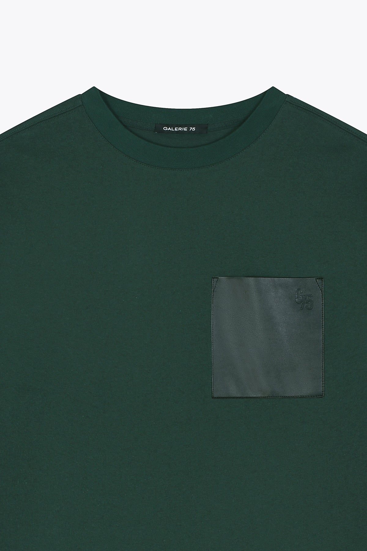 T-shirt coton homme vert Royal Galerie 75 poche cuir