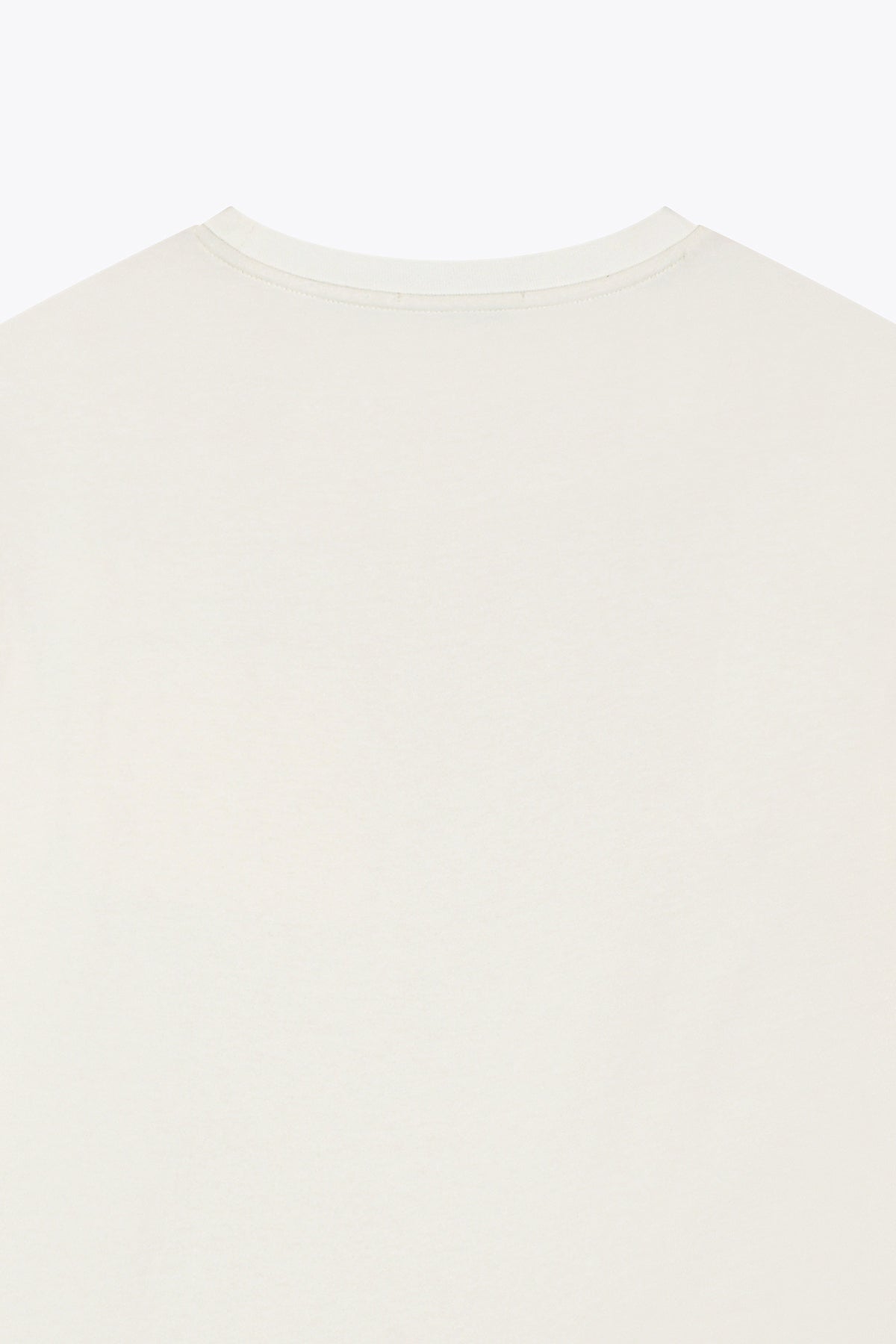 T-shirt homme en coton blanc cassé Galerie 75 avec poche cuir