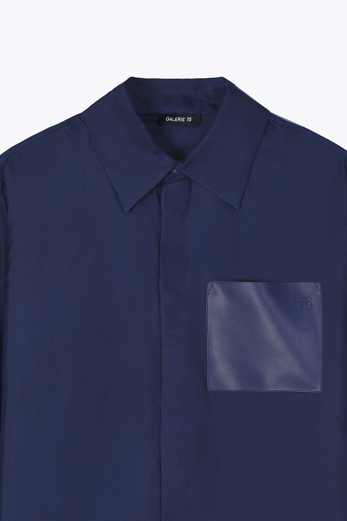 CHEMISE HOMME SOIE MARINE GALERIE 75 MANCHES LONGUES