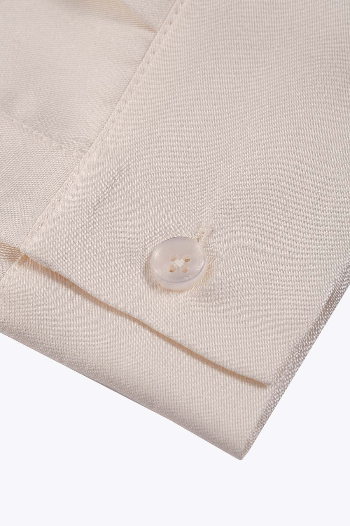 G75 CLASSIC CHEMISE SOIE BLANC CASSÉ HOMME MANCHES LONGUES