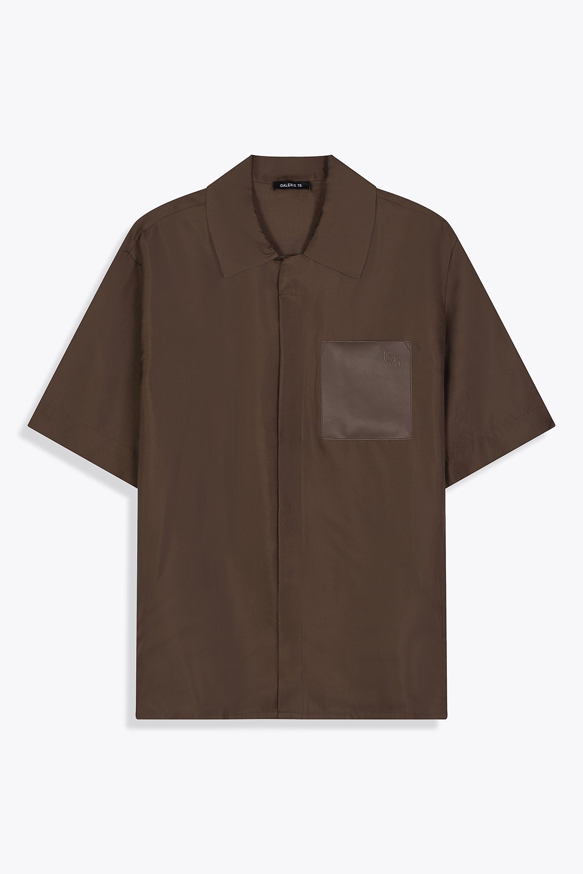 CHEMISE SOIE MARRON HOMME G75 CLASSIC MANCHES COURTES