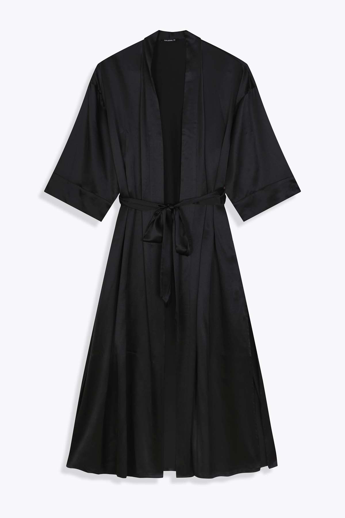 KIMONO SATIN NOIR FEMME G75 CLASSIC