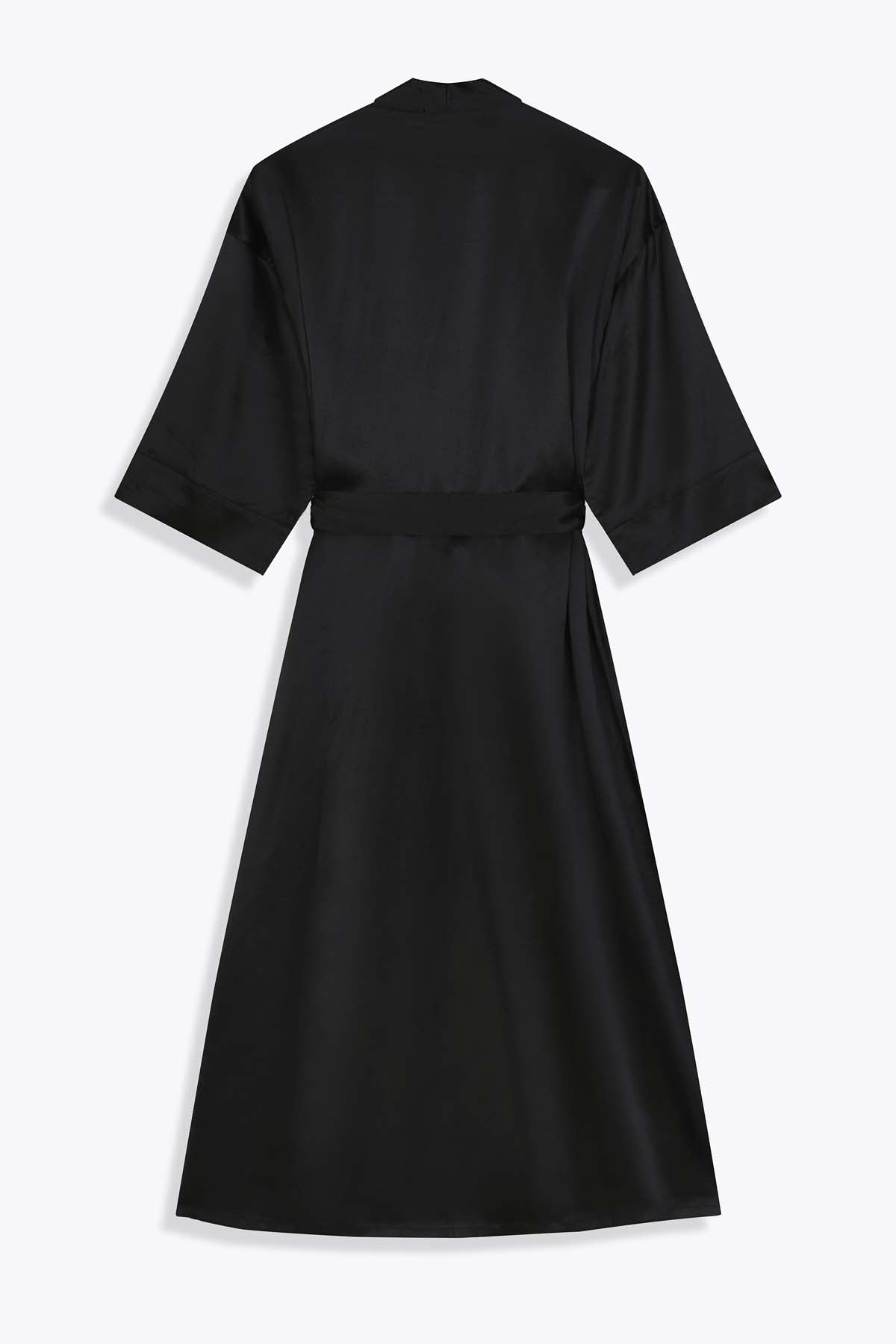 KIMONO SATIN NOIR FEMME G75 CLASSIC