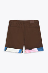 détail revers de dos Bermuda homme marron laine "les amazones" art by Skio X Galerie 75