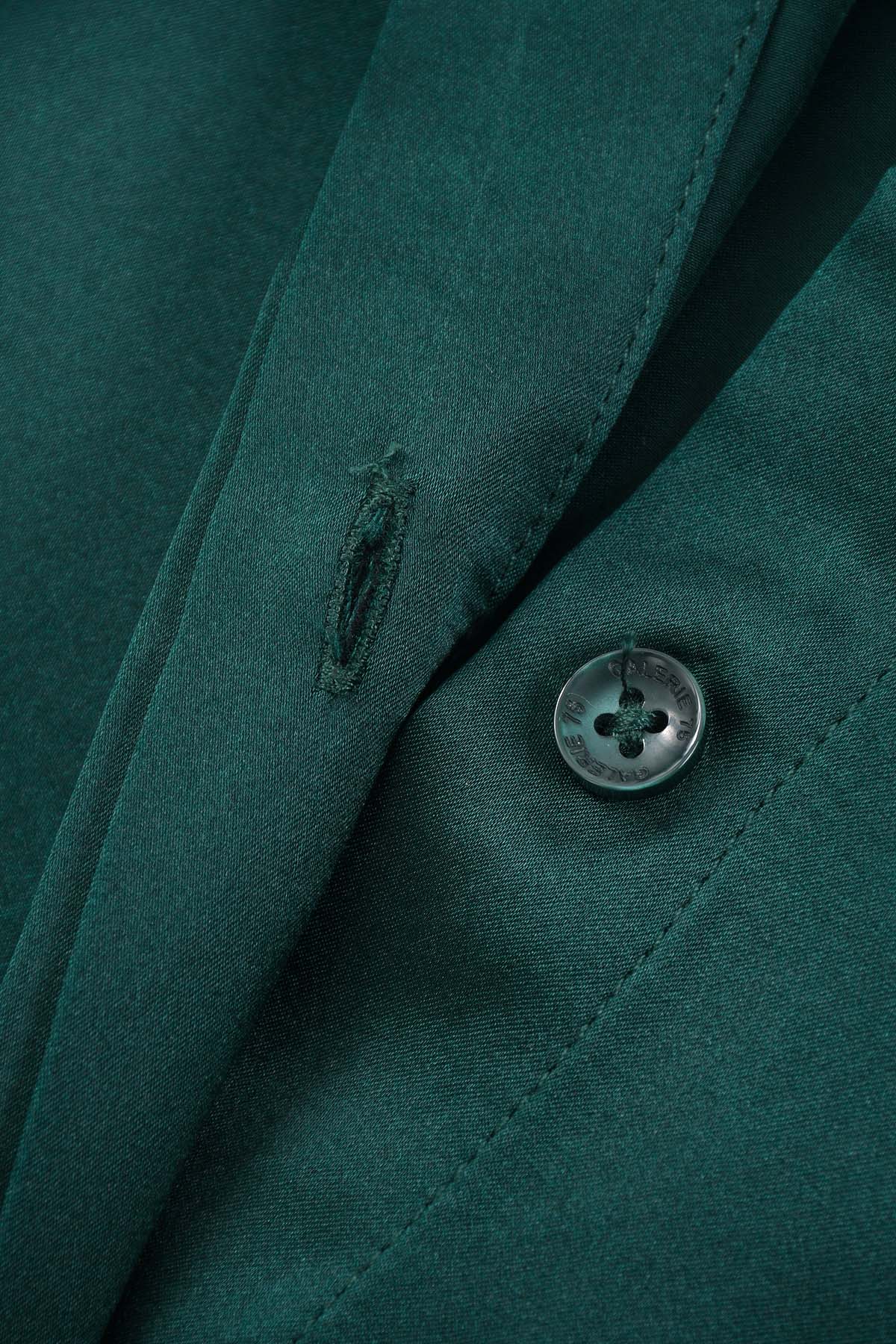 BOUTON CHEMISE FEMME SOIE VERT ROYAL MANCHES LONGUES G75