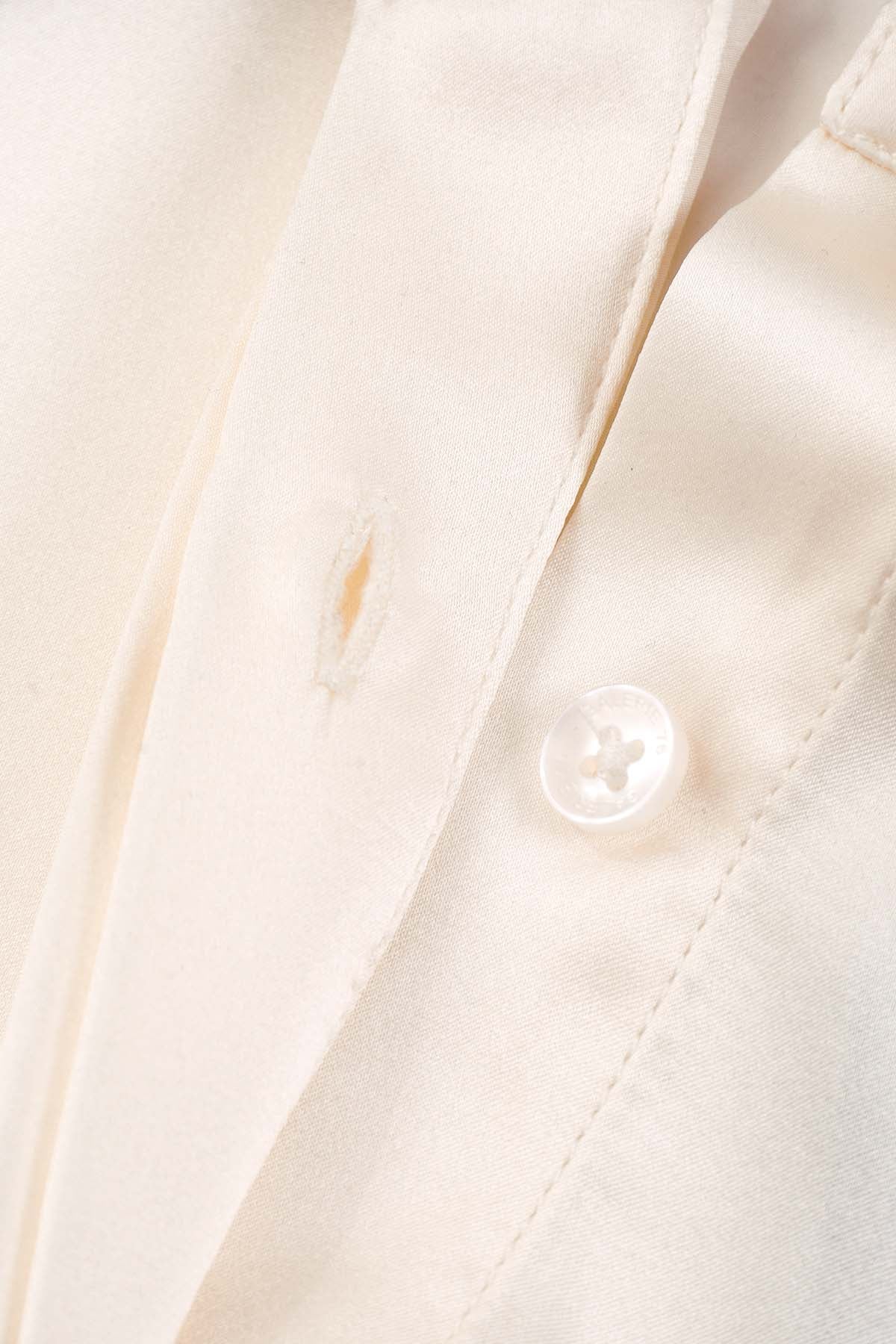 BOUTON CHEMISE FEMMME SOIE BLANC CASSÉ MANCHES LONGUES G75