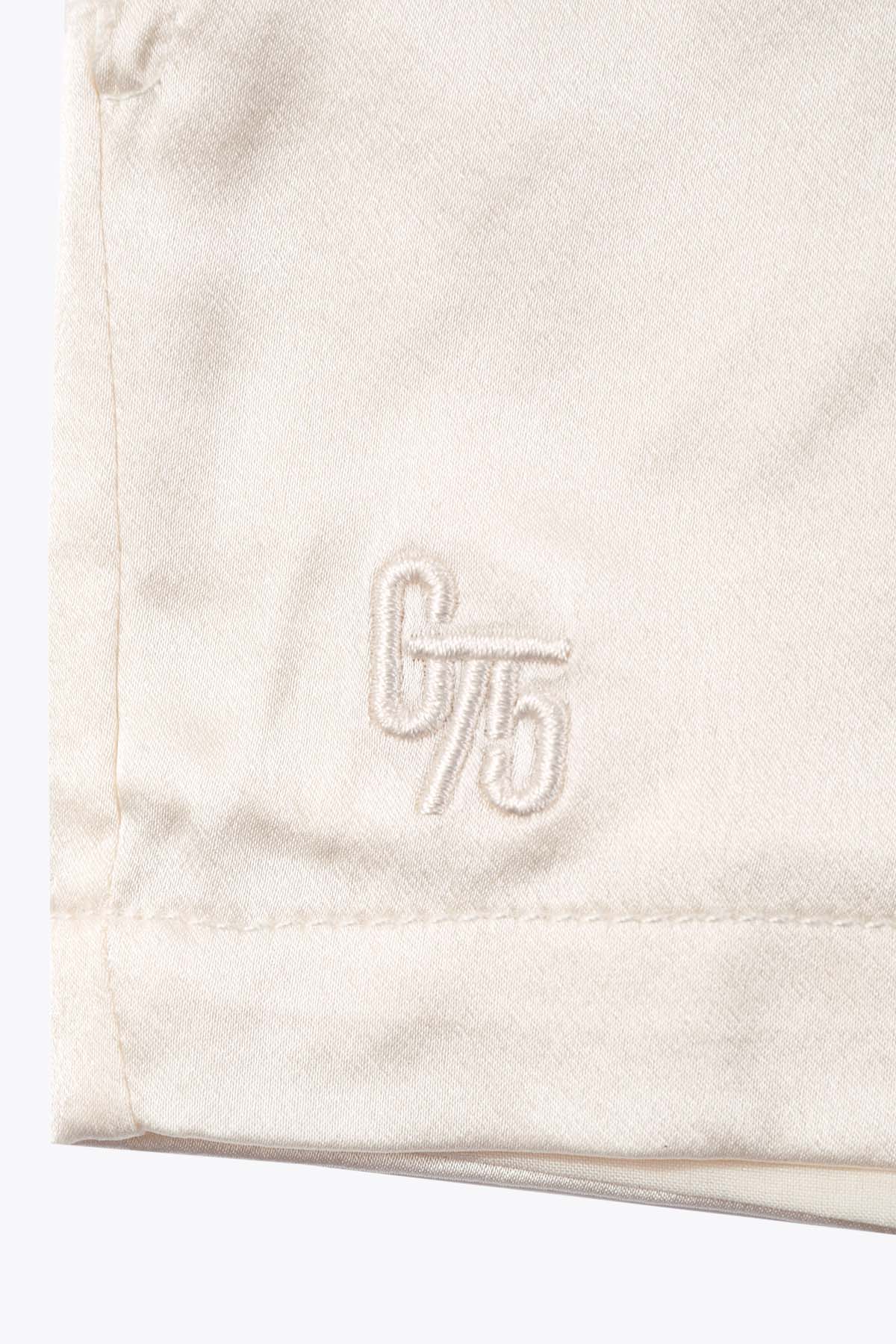 BRODERIE Short femme G75 en Satin de Soie blanc cassé