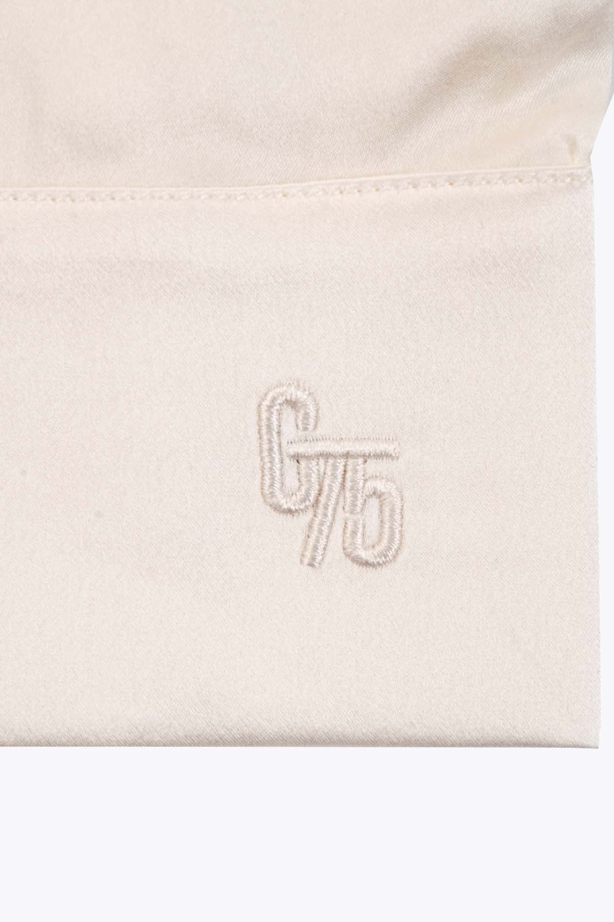 BRODERIE LOGO CHEMISE FEMMME SOIE BLANC CASSÉ MANCHES LONGUES G75