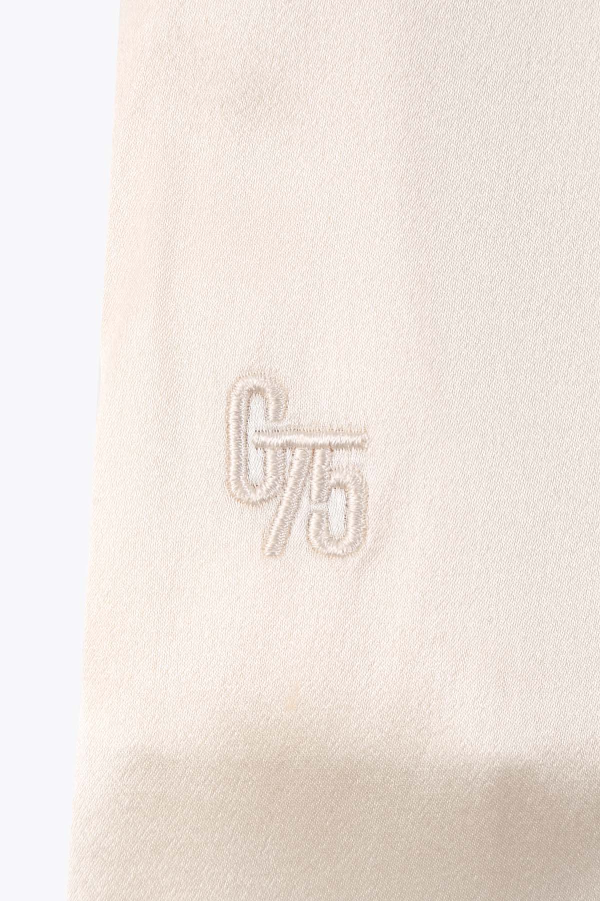 BRODERIE LOGO G75 PANTALON SOIE FEMME BLANC CASSÉ 