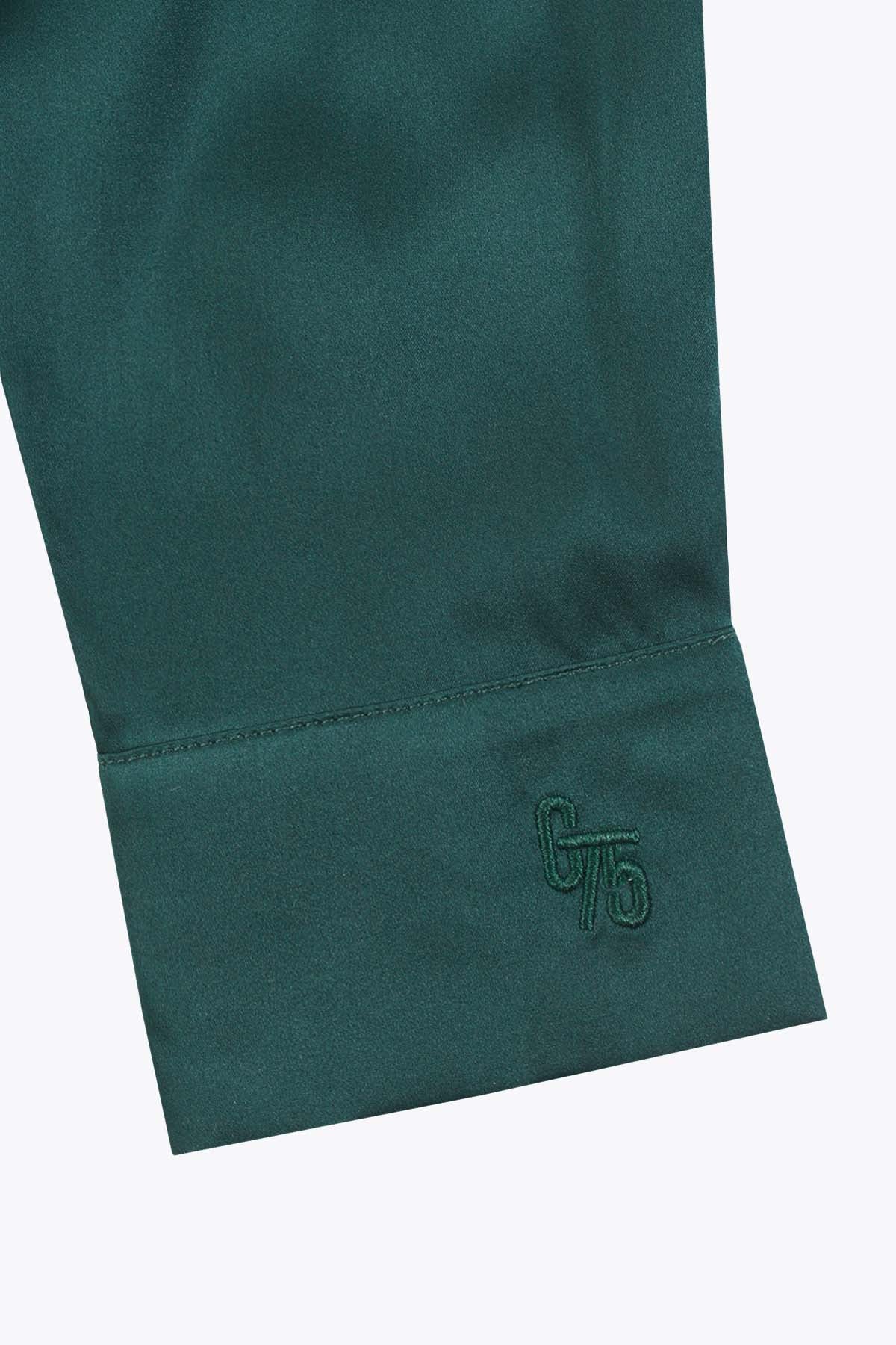 BRODERIE MANCHES CHEMISE FEMME SOIE VERT ROYAL MANCHES LONGUES G75