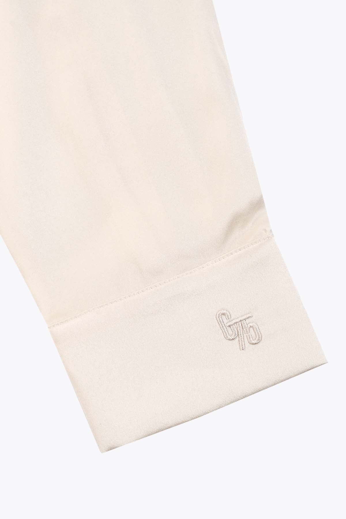 BRODERIE MANCHES CHEMISE FEMMME SOIE BLANC CASSÉ MANCHES LONGUES G75