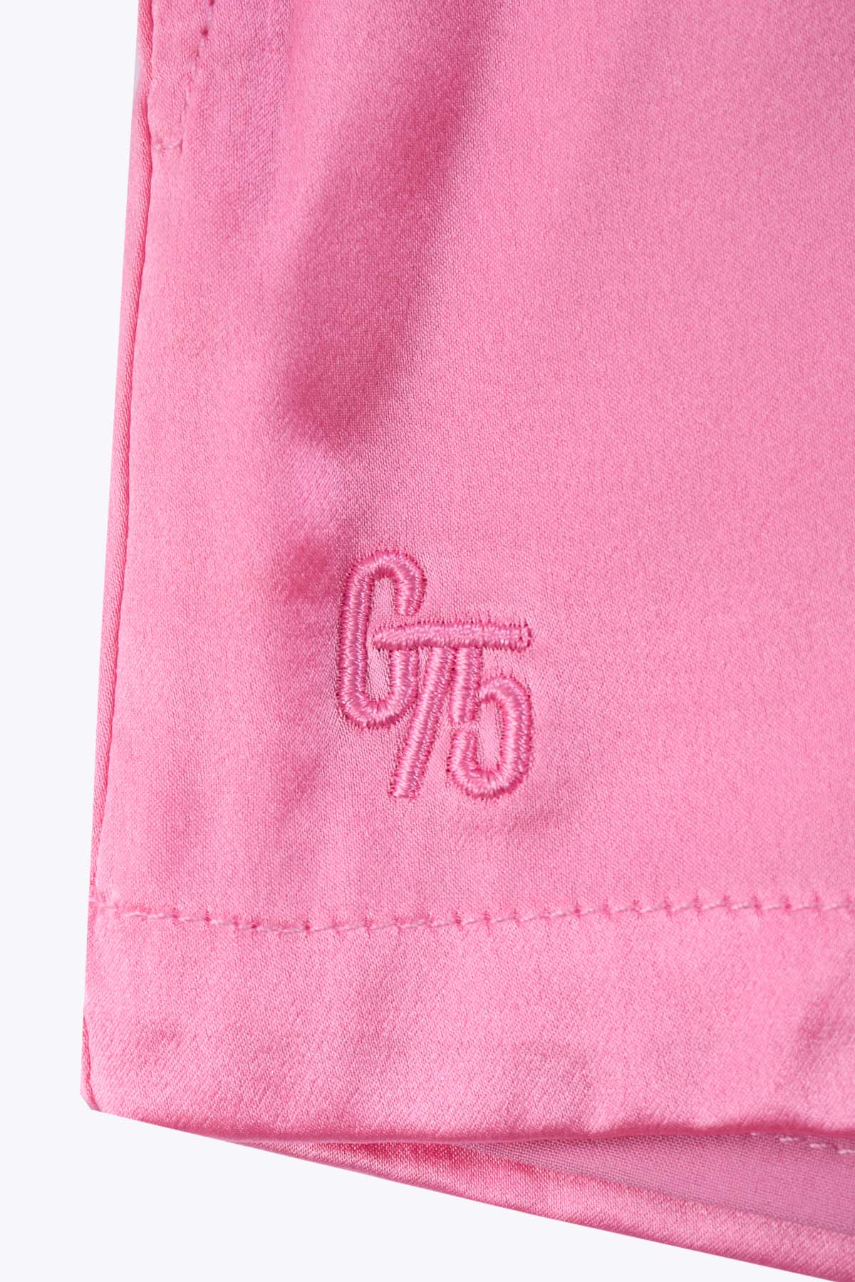 BRODERIE Short femme G75 en Satin de Soie Rose