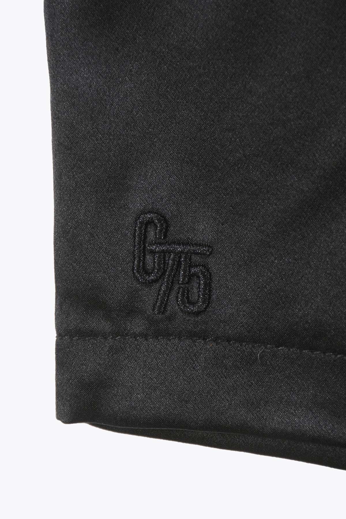 BRODERIE Short femme G75 en satin de soie noir