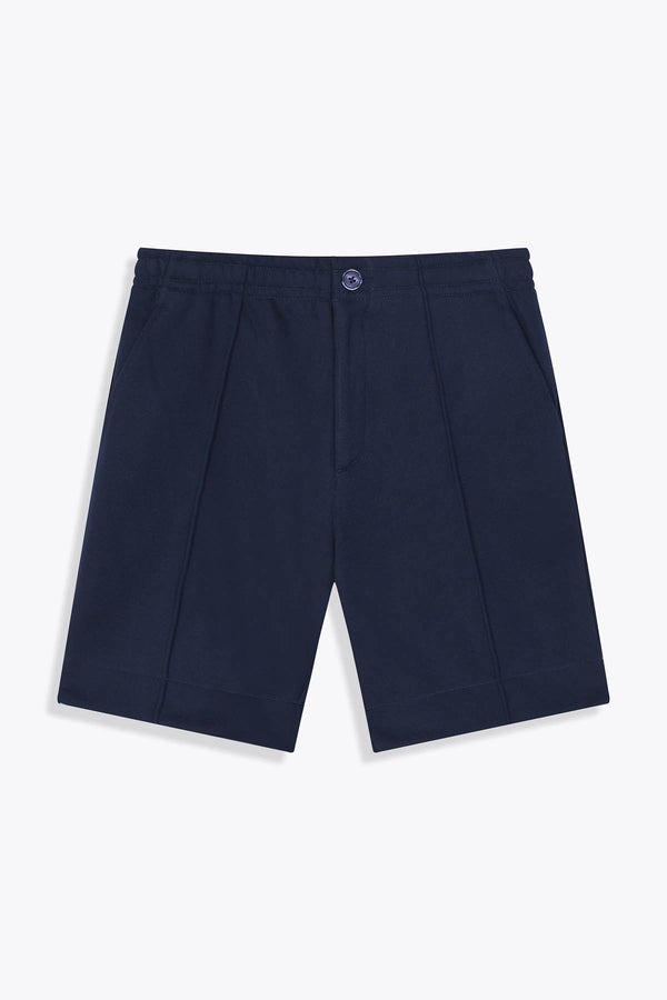 Bermuda bleu marine homme laine "Guerrière" art by Skio x Galerie 75