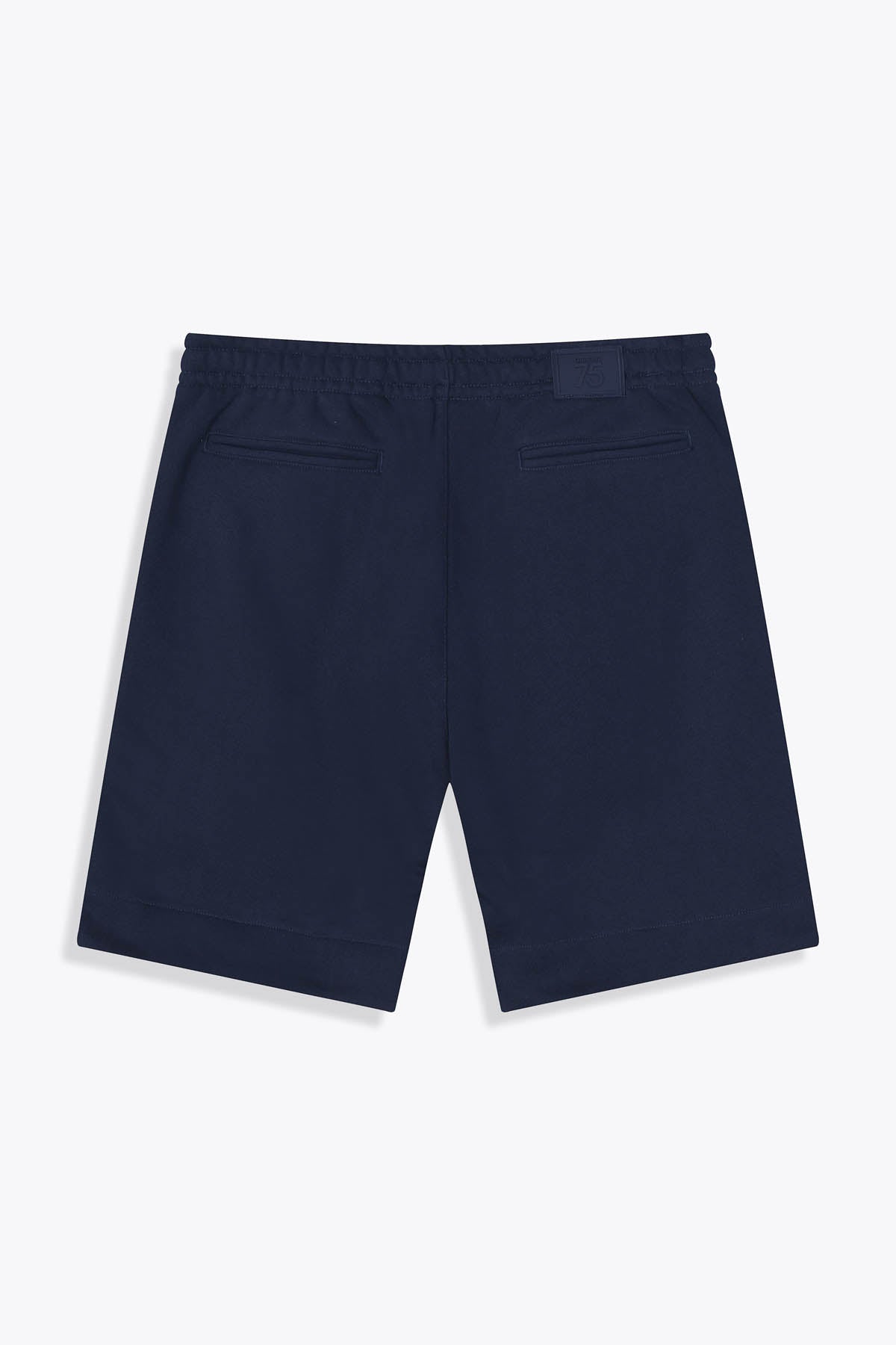 Vue dos Bermuda bleu marine homme laine "Guerrière" art by Skio x Galerie 75