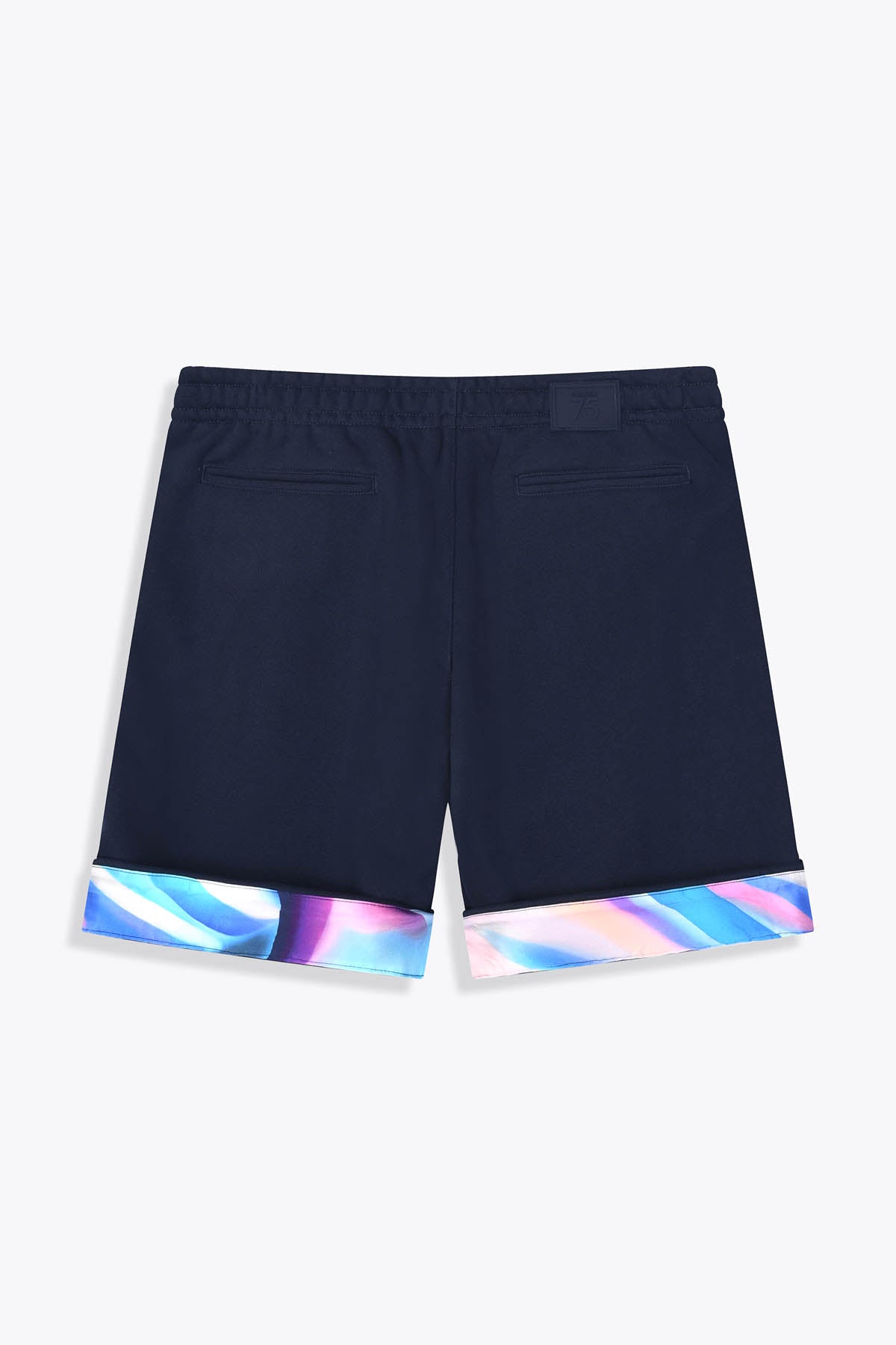 Revers dos Bermuda bleu marine homme laine "Guerrière" art by Skio x Galerie 75