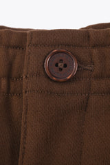 détail bouton Bermuda homme marron laine "les amazones" art by Skio X Galerie 75