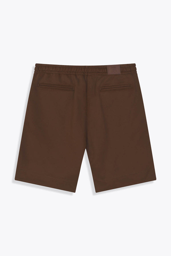 Vue de dos Bermuda homme marron laine "les amazones" art by Skio X Galerie 75