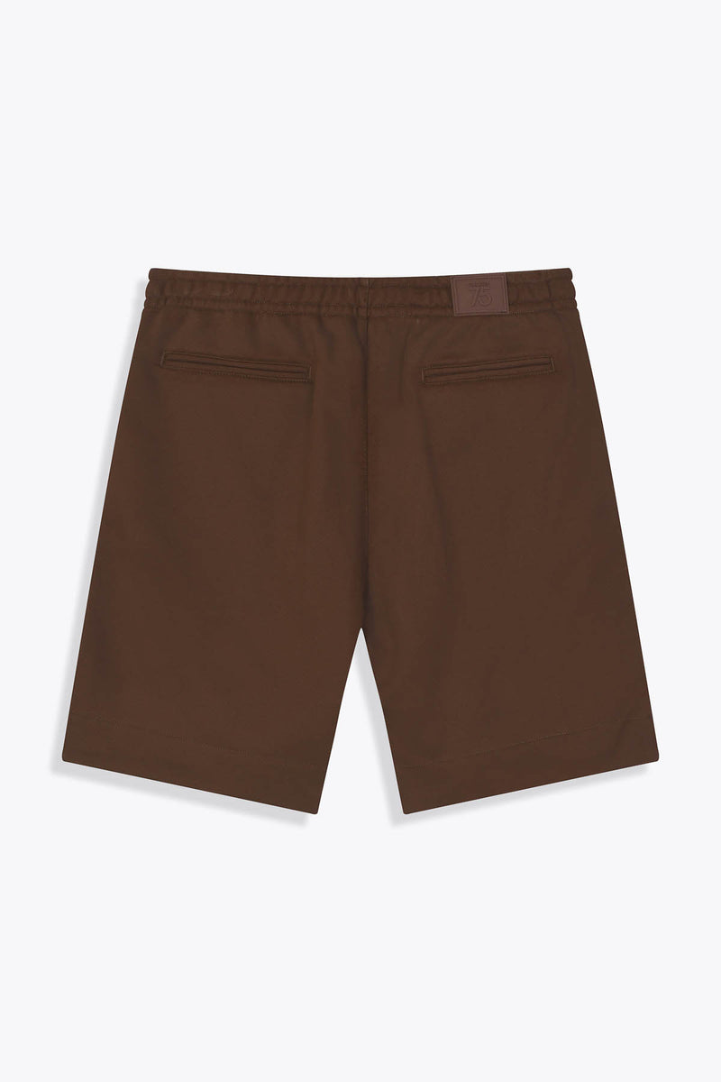 Vue de dos Bermuda homme marron laine "les amazones" art by Skio X Galerie 75