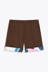 Vue revers avec art Bermuda homme marron laine "les amazones" art by Skio X Galerie 75