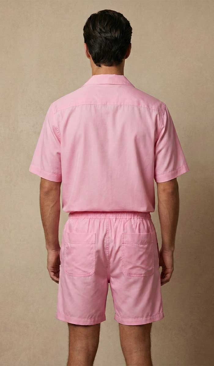 CHEMISE SOIE ROSE HOMME G75 CLASSIC MANCHES COURTES
