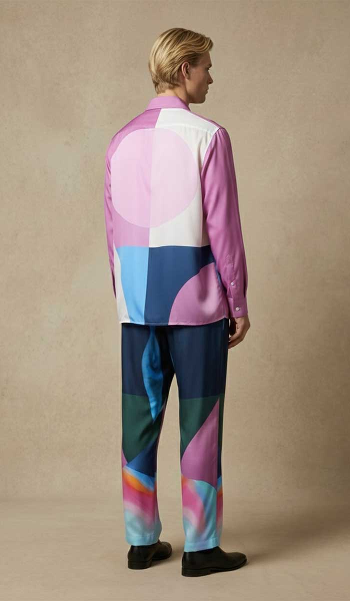 ENSEMBLE GUERRIERE HOMME EN SOIE PORTÉ MANNEQUIN DE DOS