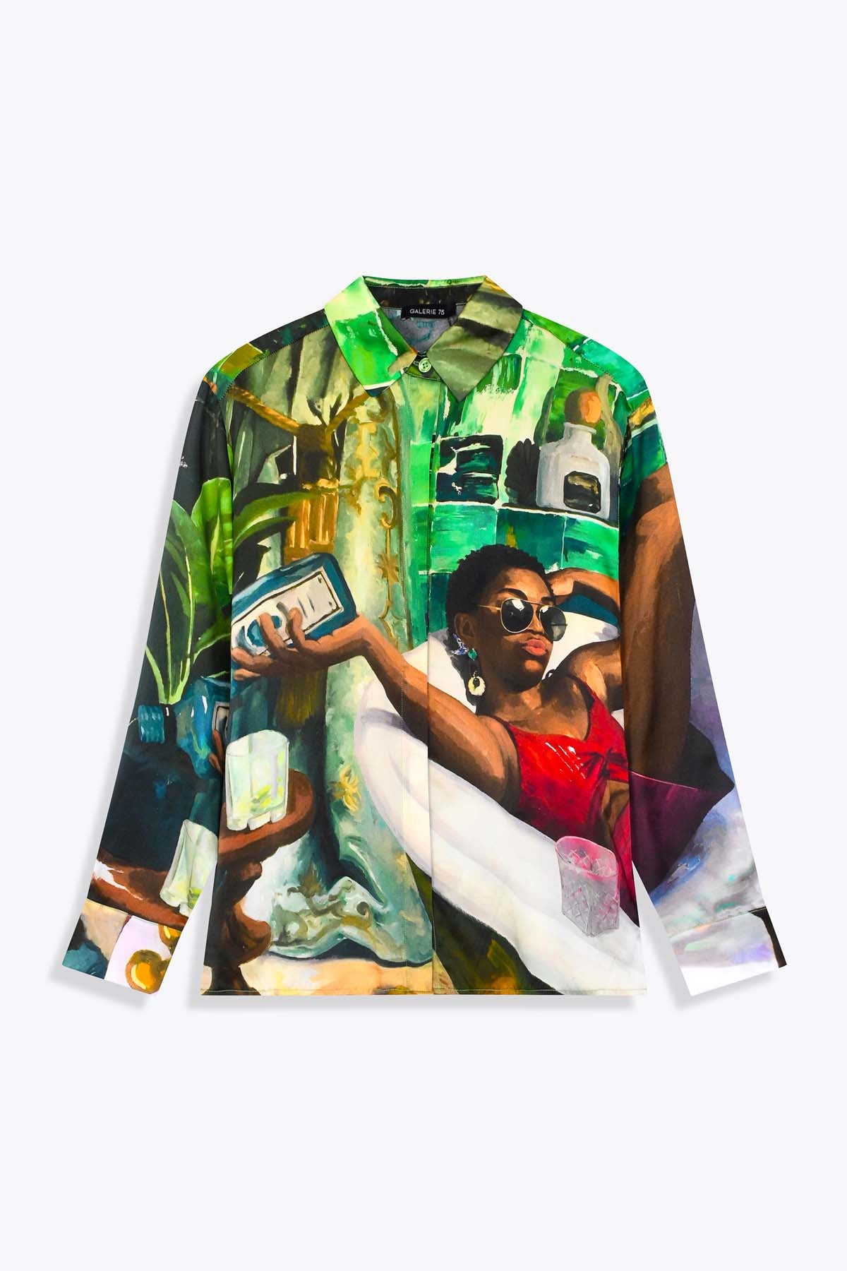 CHEMISE FEMME SOIE GALERIE 75 "UNE BOUTEILLE À TA MÈRE" MANCHES LONGUES