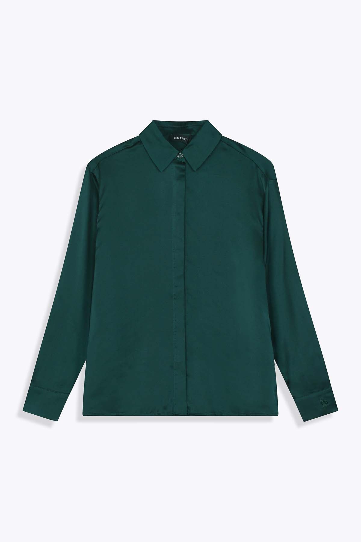 CHEMISE FEMME SOIE VERT ROYAL MANCHES LONGUES G75