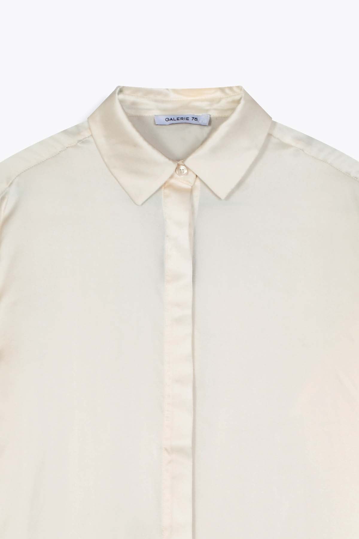 COL CHEMISE FEMMME SOIE BLANC CASSÉ MANCHES LONGUES G75