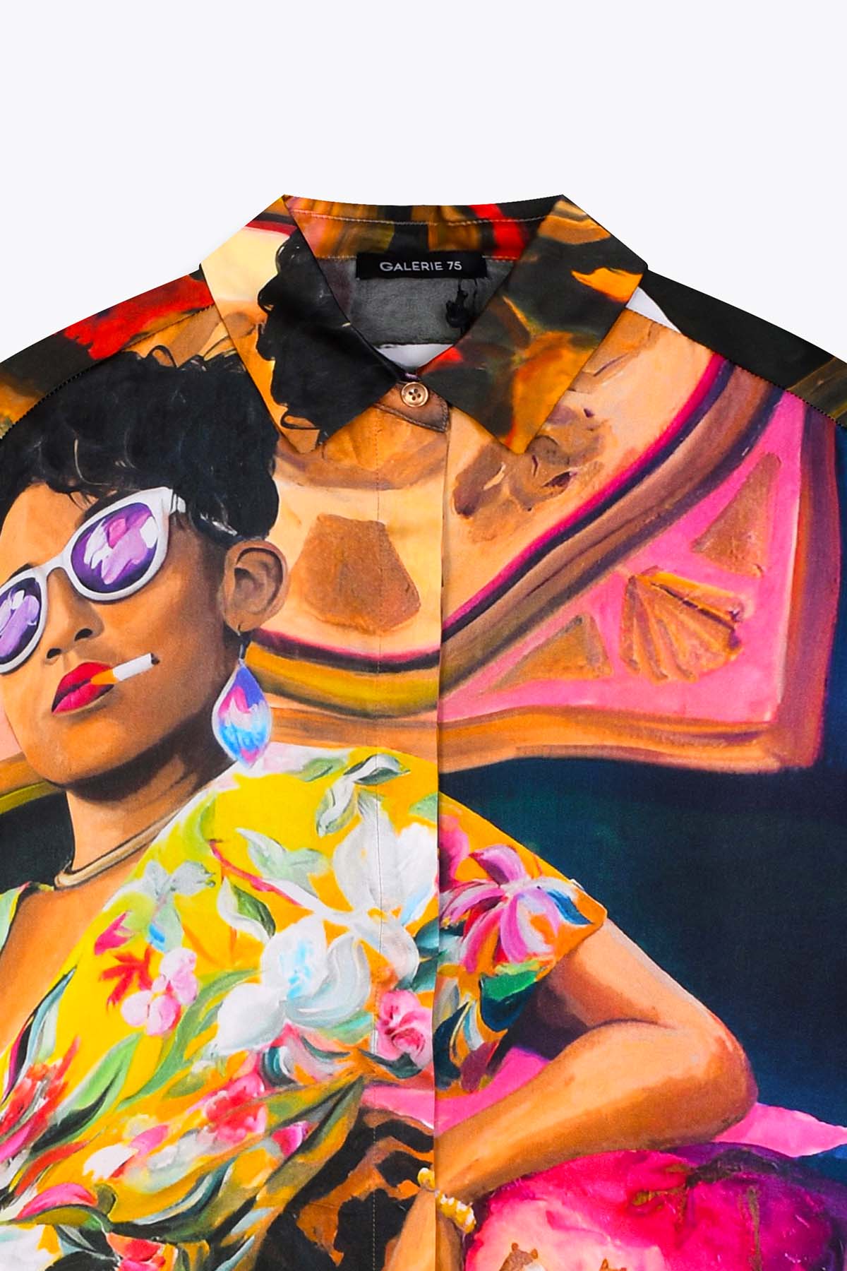 COL CHEMISE FEMME SOIE GALERIE 75 "EMBASSADA" MANCHES LONGUES 