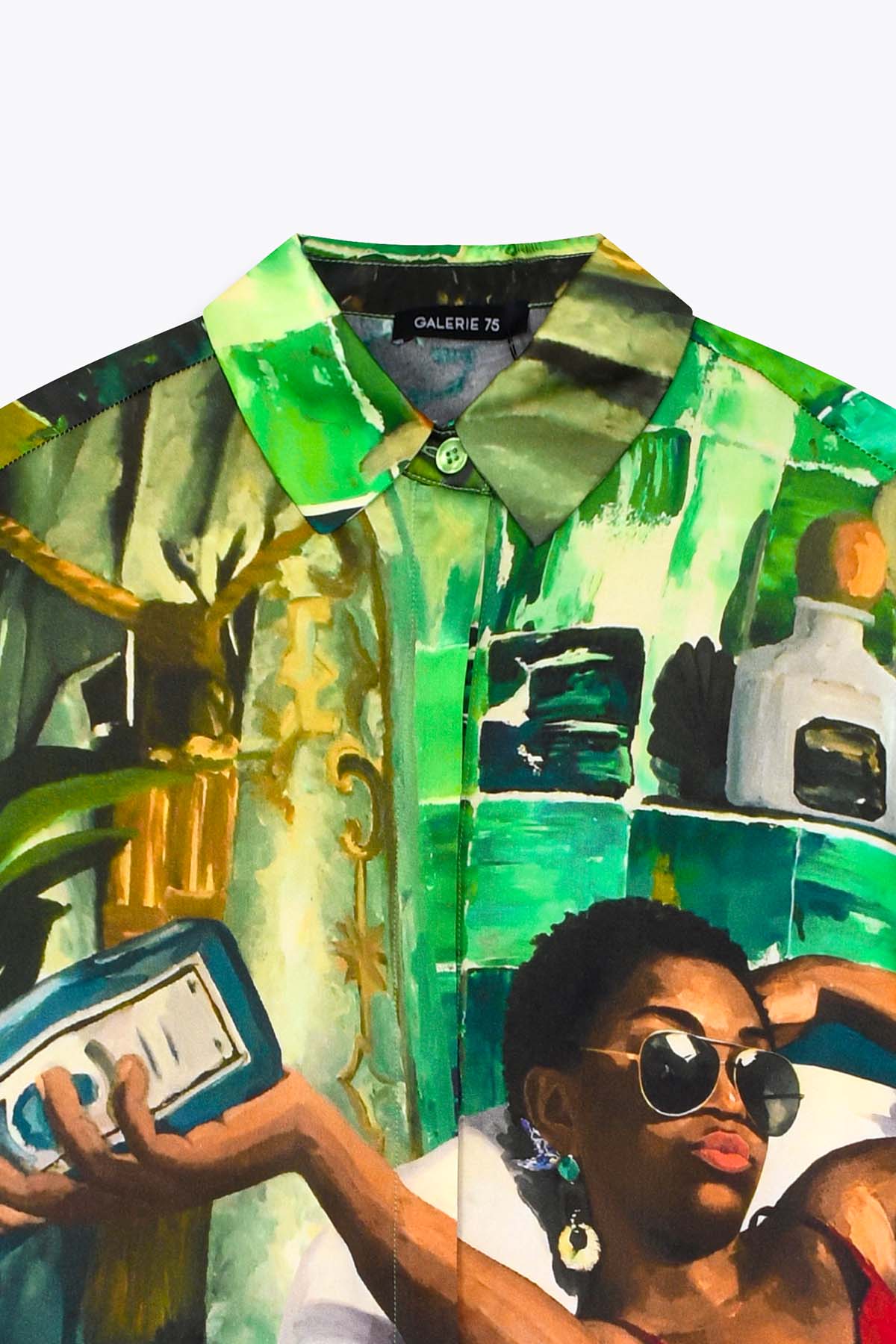 COL CHEMISE FEMME SOIE GALERIE 75 "UNE BOUTEILLE À TA MÈRE" MANCHES LONGUES