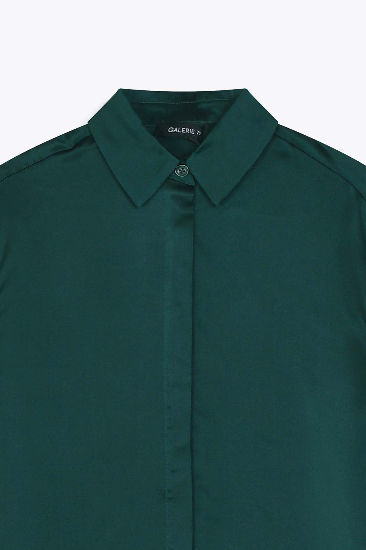 COL CHEMISE FEMME SOIE VERT ROYAL MANCHES LONGUES G75