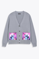 Cardigan Gris en cachemire et soie "Guerrière"