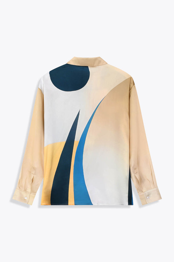 Vue dos Chemise femme soie manches longues  "Les amazones" art by Skio x Galerie 75