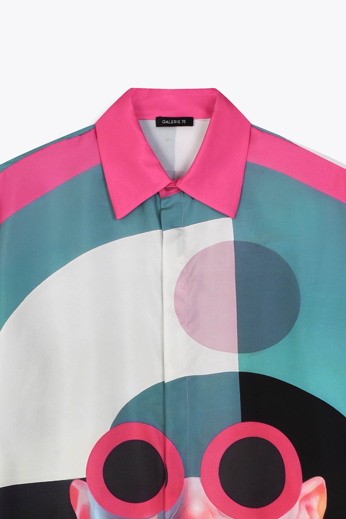 Col italien Chemise homme en soie manches longues : Œuvre “Art Déco” de Skio x Galerie 75