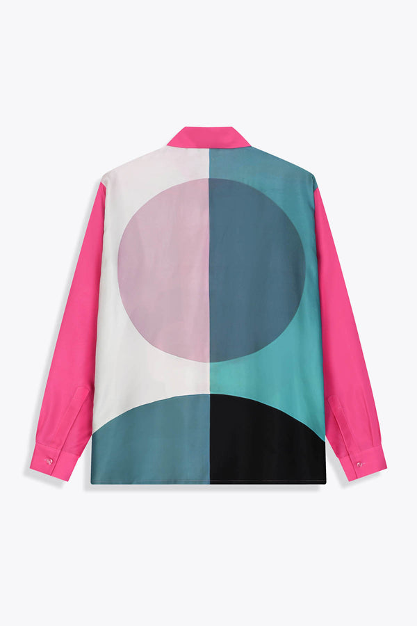 Vue de dos Chemise homme en soie manches longues : Œuvre “Art Déco” de Skio x Galerie 75