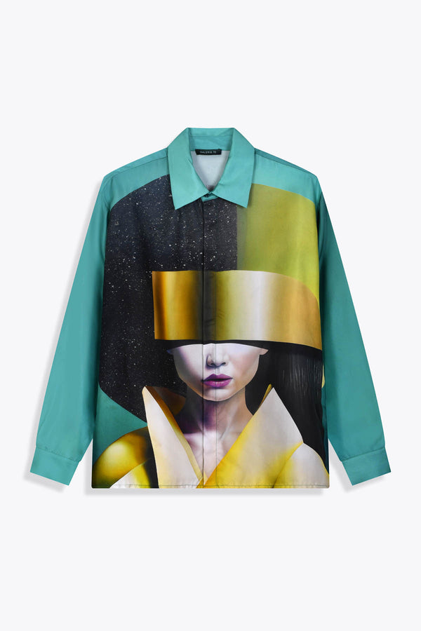 Chemise homme en soie manches longues : Œuvre “Asian Spleen” de Skio x Galerie 75