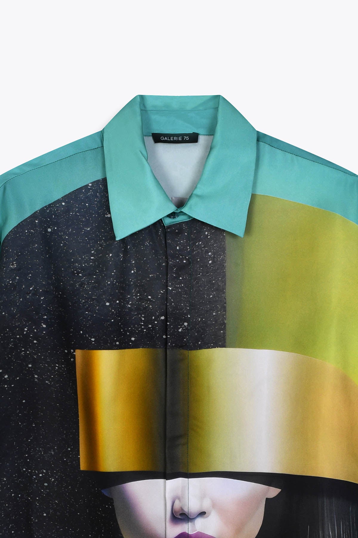 col italien Chemise homme en soie manches longues : Œuvre “Asian Spleen” de Skio x Galerie 75