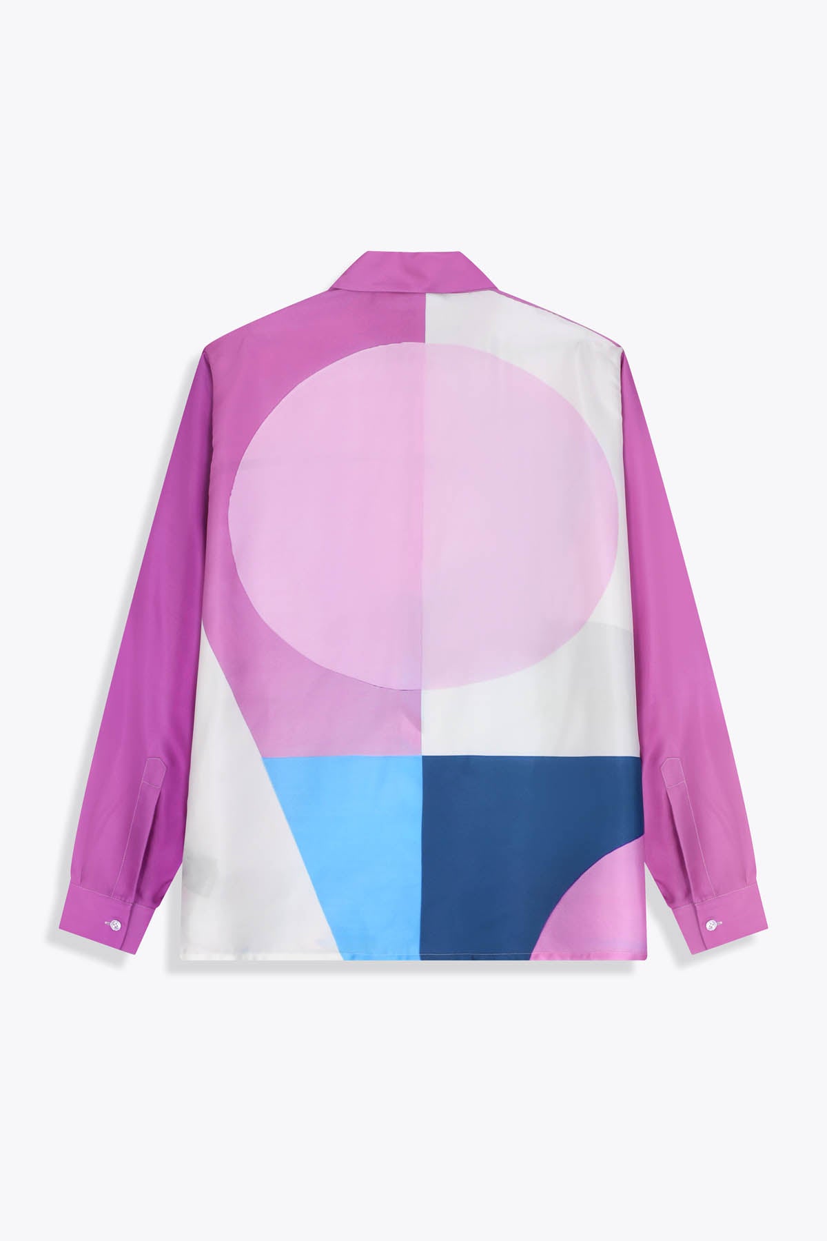 Vue de dos Chemise homme en soie manches longues : Œuvre “Guerrière” de Skio x Galerie 75