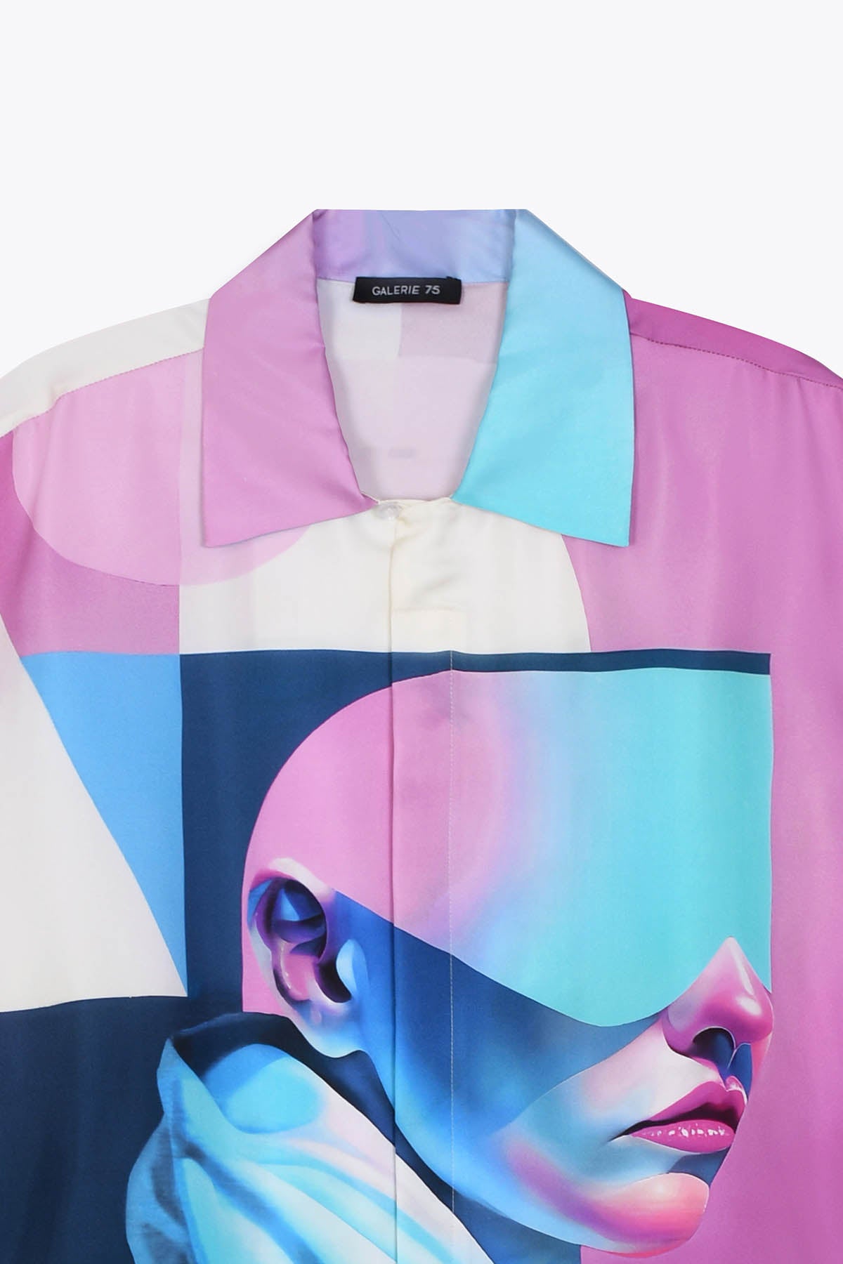 Col italien Chemise soie Homme manches courtes "Guerrière" Skio x Galerie 75