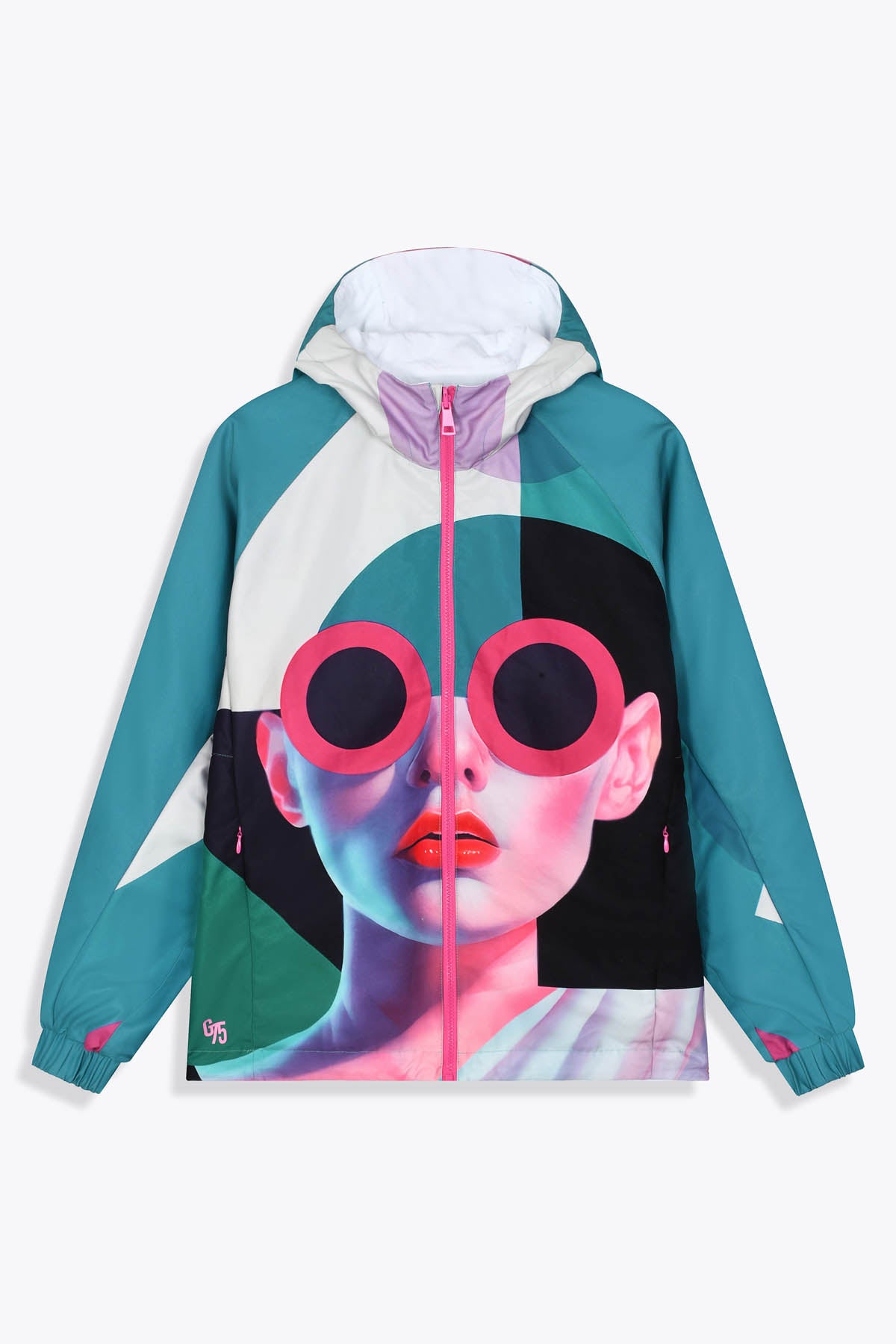 Coupe-vent réversible blanc Œuvre “Art Déco” de Skio x Galerie 75