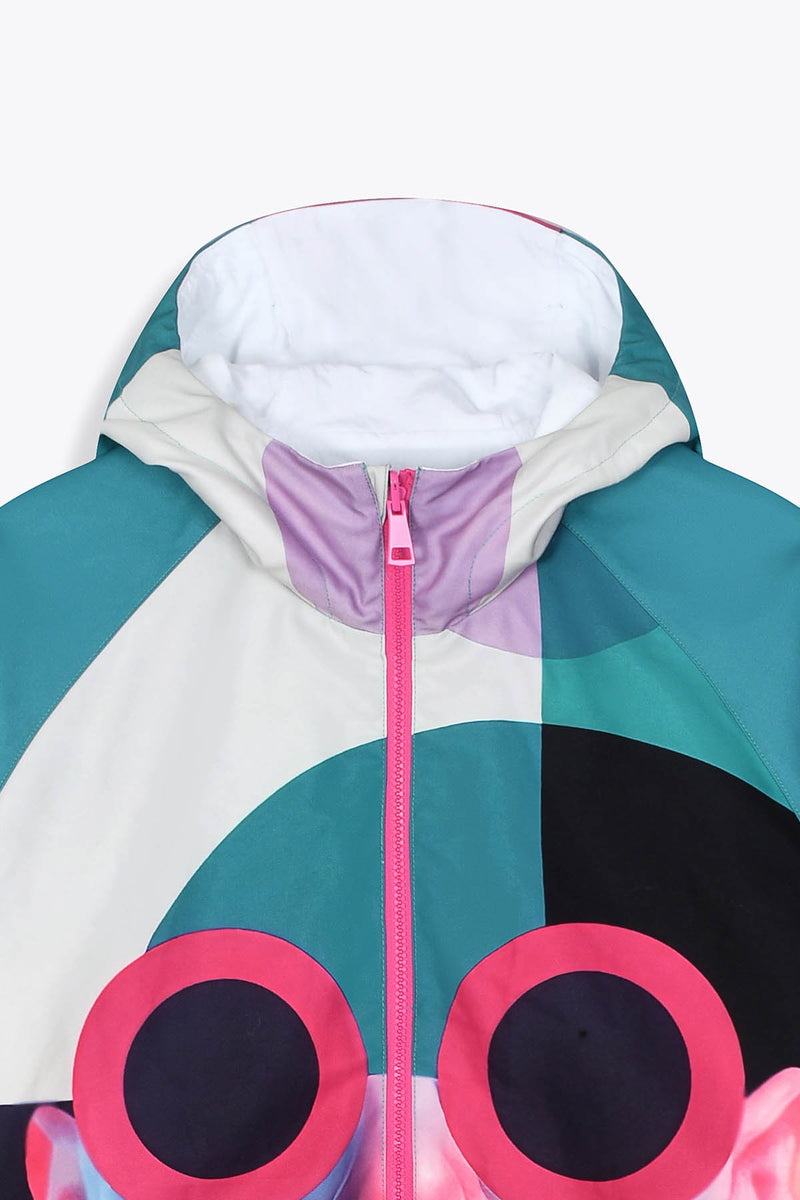 Coupe-vent réversible blanc  Œuvre “Art Déco” de Skio x Galerie 75 détail fermeture