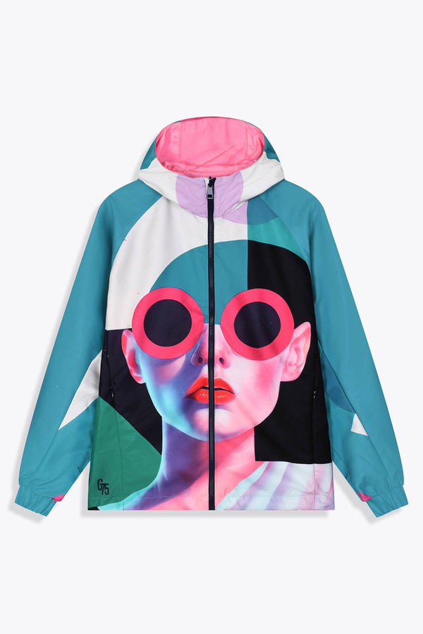 Coupe-vent réversible rose Œuvre “Artdéco” de Skio x Galerie 75