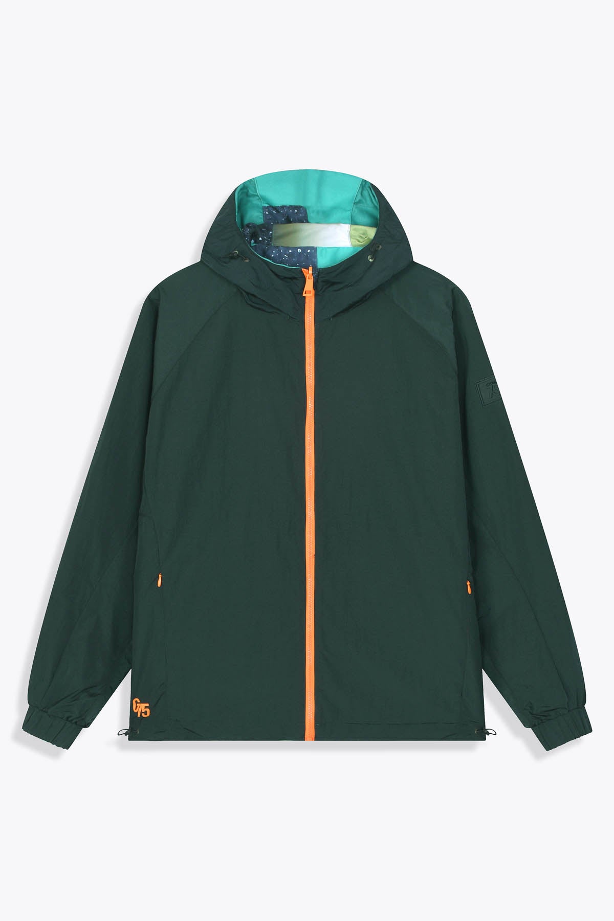 Coupe-vent réversible (zip orange) et face Œuvre “Asian Spleen” de Skio x Galerie 75 vert unie 