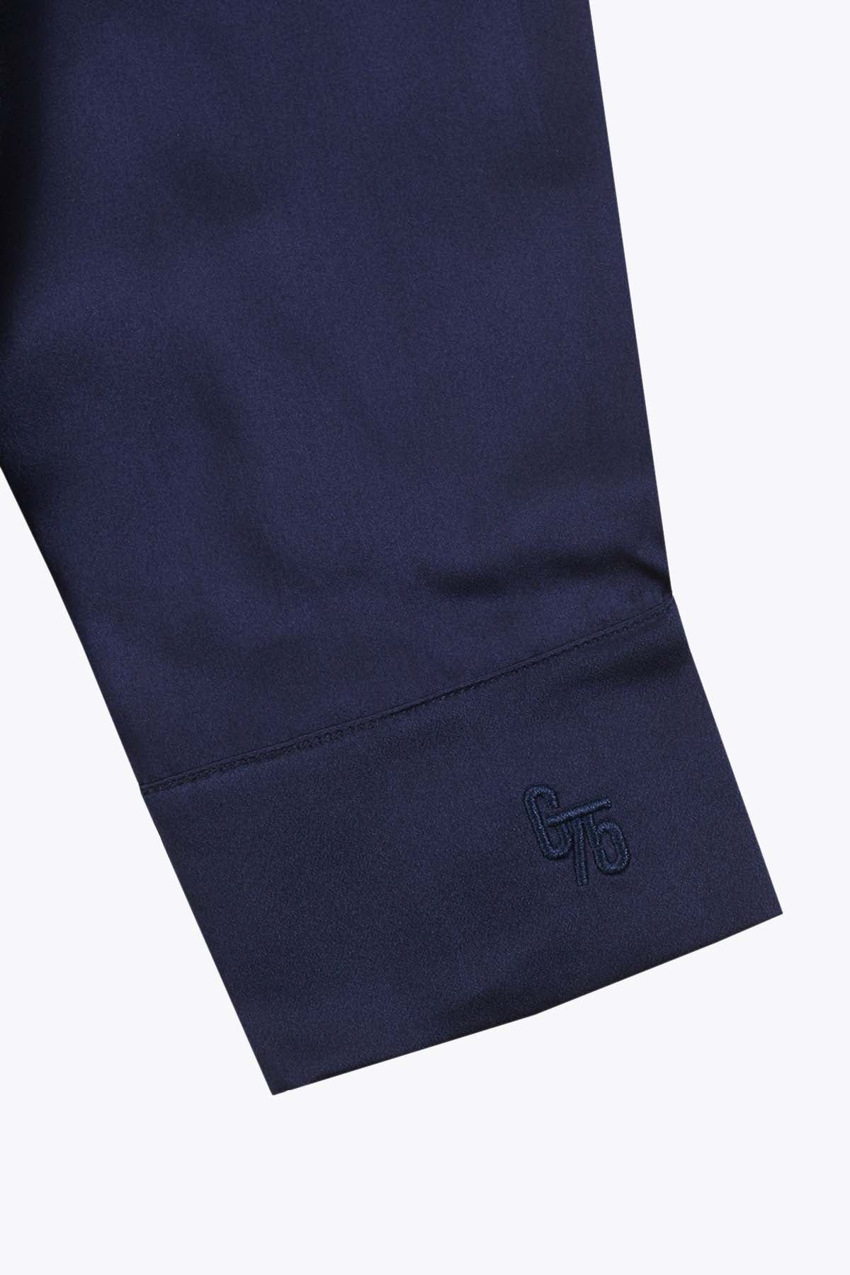 DETAIL MANCHES CHEMISE FEMME MANCHES LONGUES BLEU NAVY G75